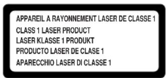 APPAREIL A RAYONNEMENT LASER DE CLASSE 1 CLASS 1 LASER PRODUCT LASER KLASSE 1 PRODUKT PRODUCTO LASER DE CLASE 1 APARECCHIO LASER DI CLASSE 1