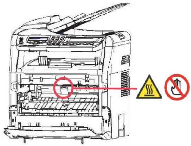 OLIVETTI OFX 9700 - Position des étiquettes de sécurité sur la machine - 1