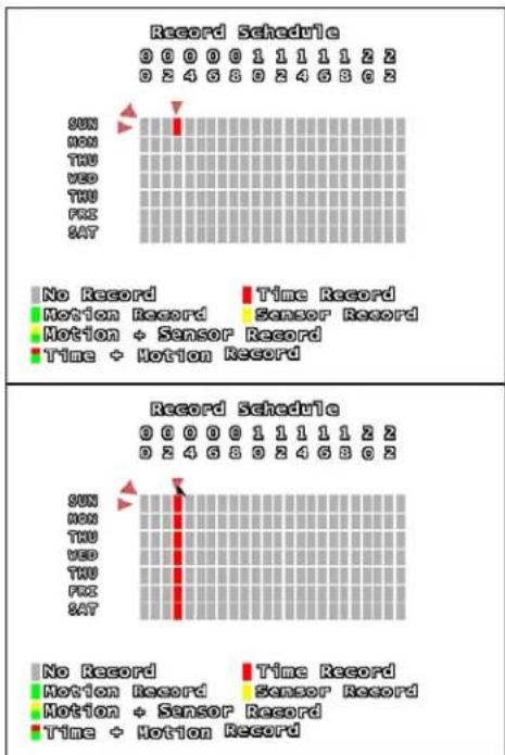 Lorex L208D251 - Simbolos de la grabación por horarios: - 1