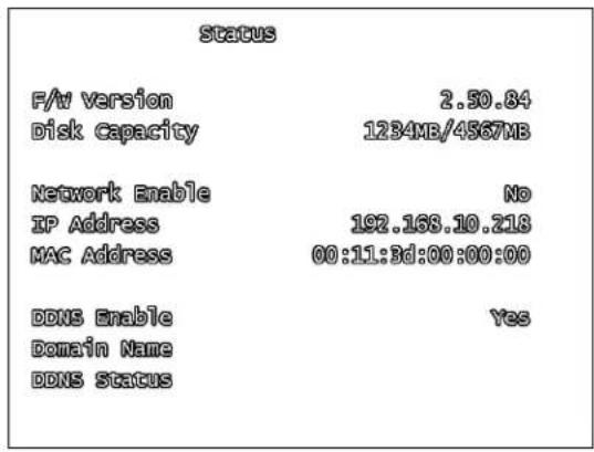 Lorex L208D251 - STATUS MENU - 1