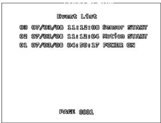 Lorex L208D251 - SOUS-MENU DE LISTED'EVENEMENT DE SYSTÉME - 1