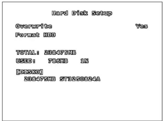Lorex L208D251 - HARD DISK SETUP SUBMENU - 1