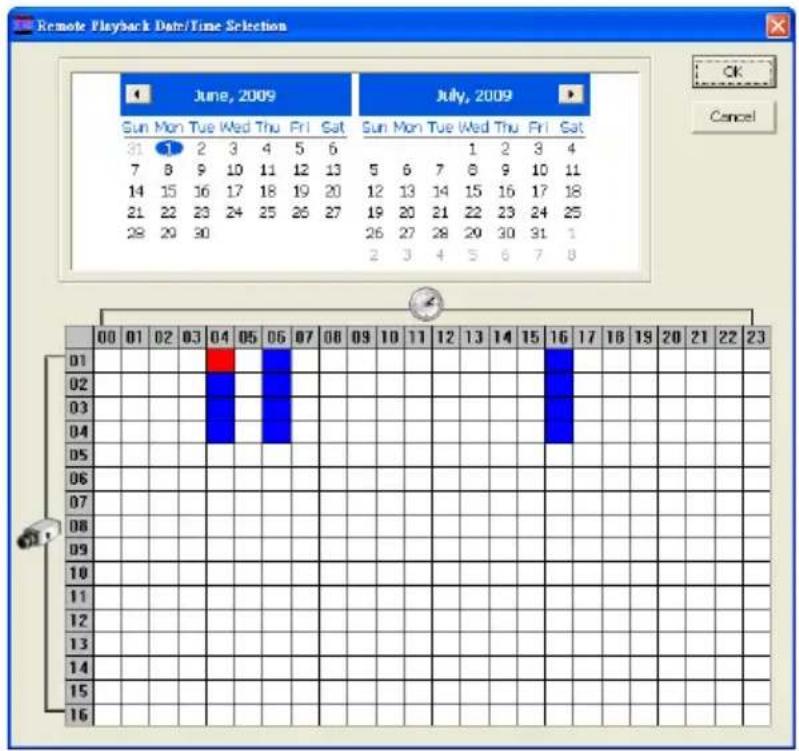 Remote Playback Date/Time Selection June, 2009 Sun Mon Tue Wed Thu Fri Sat 31 1 2 3 4 5 6 7 8 9 10 11 12 13 14 15 16 17 18 19 20 21 22 23 24 25 26 27 28 29 30 July, 2009 Sun Mon Tue Wed Thu Fri Sat 5 6 7 8 9 10 11 12 13 14 15 16 17 18 19 20 21 22 23 24 25 26 27 28 29 30 31 1 2 3 4 5 6 7 8 OK Cancel 00 01 02 03 04 05 06 07 08 09 10 11 12 13 14 15 16 17 18 19 20 21 22 23 01 02 03 04 05 06 07 08 09 10 11 12 13 14 15 16 17 18 19 20 21 22 23 00 01 02 03 04 05 06 07 08 09 10 11 12 13 14 15 16 17 18 19 20 21 22 23 01 02 03 04 05 06 07 08 09 10 11 12 13 14 15 16 17 18 19 20 21 22 23