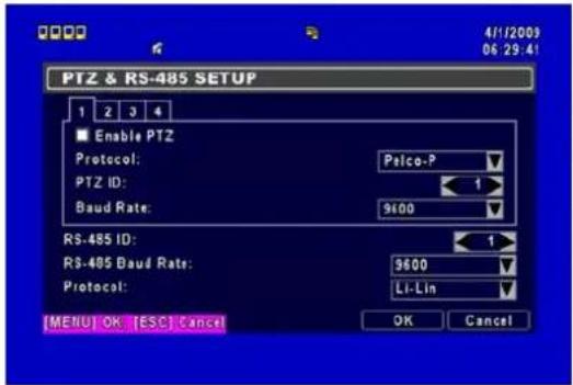 Lupus Electronics LE808 Plus - Paramètres du PTZ & RS-485 - 1