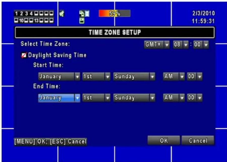 Lupus Electronics LE808 Plus - Paramètre de la zone de temps - Fuseau horaire - 1