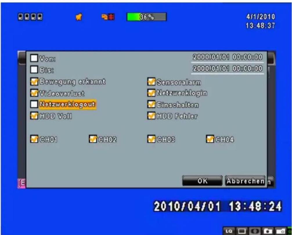 Lupus Electronics LE808 Plus - Critère de recherche pour un événement - 1