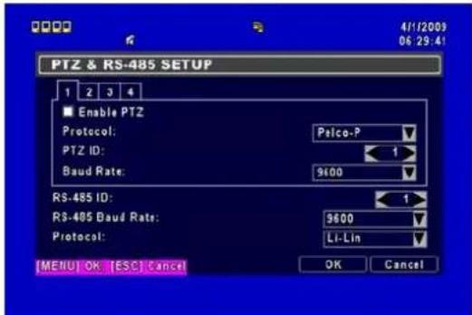 Lupus Electronics LE816 Plus - Paramètres du PTZ & RS-485 - 1