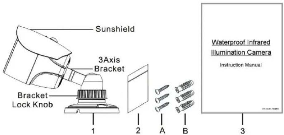 Sunshield 3Axis Bracket Bracket Lock Knob 1 2 A B Waterproof Infrared Illumination Camera Instruction Manual 3