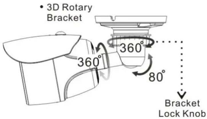 • 3D Rotary Bracket 360° 360° 80° Bracket Lock Knob