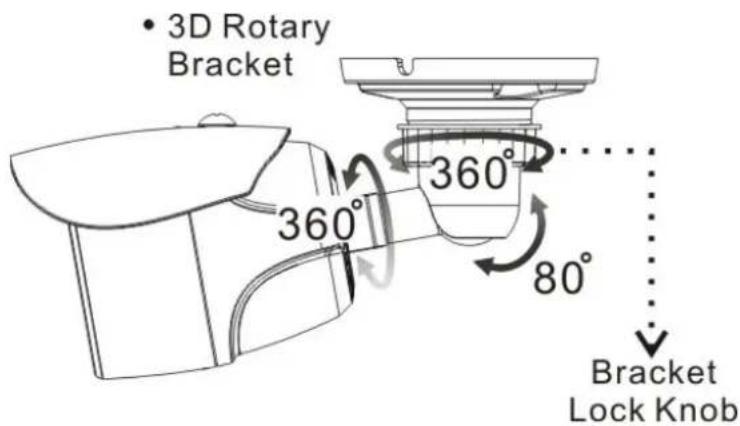 • 3D Rotary Bracket 360° 360° 80° Bracket Lock Knob