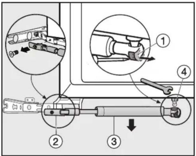 MIELE FN 9752 i - Retrait de l'amortisseur de fermeture de la porte - 1