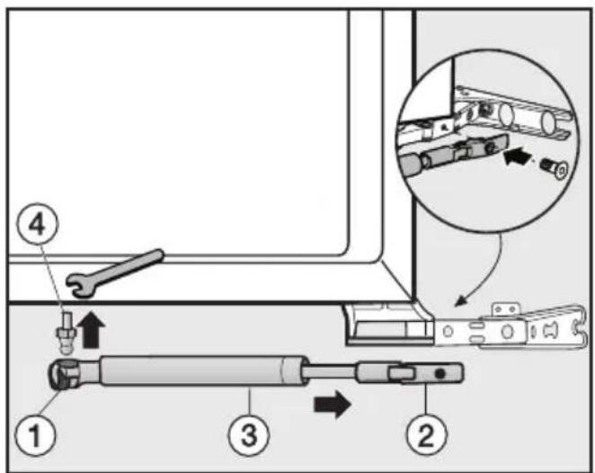 MIELE FN 9752 i - Fixation de l'amortisseur de fermeture de la porte - 1