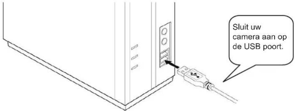 Sluit uw camera aan op de USB poort.