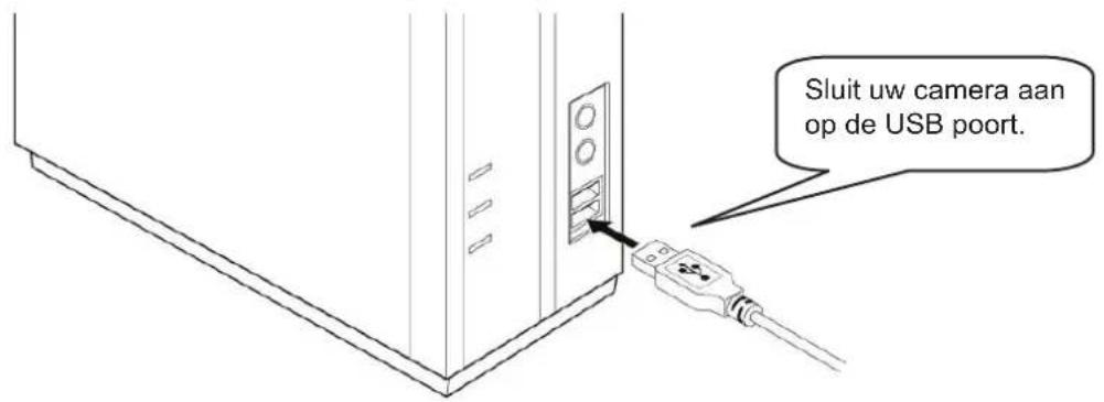 Sluit uw camera aan op de USB poort.