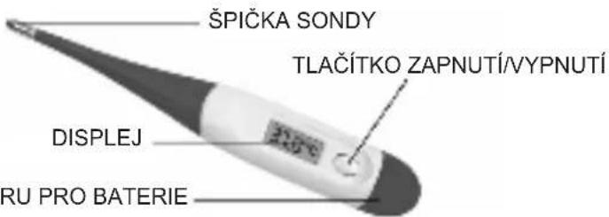 ŠPIČKA SONDY TLAČÍTKO ZAPNUTÍ/VYPNUTÍ DISPLEJ RU PRO BATERIE