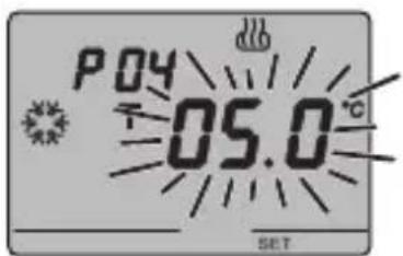 Gewiss GW14763 - P03acond - Configuracion Set Point (acondicionamento)   Cuando aparezca el symbolo, Te valor de temperatura   empezará a parpadear. Regular el valor de T (TECONOMICO)   con las teclas AV - 1