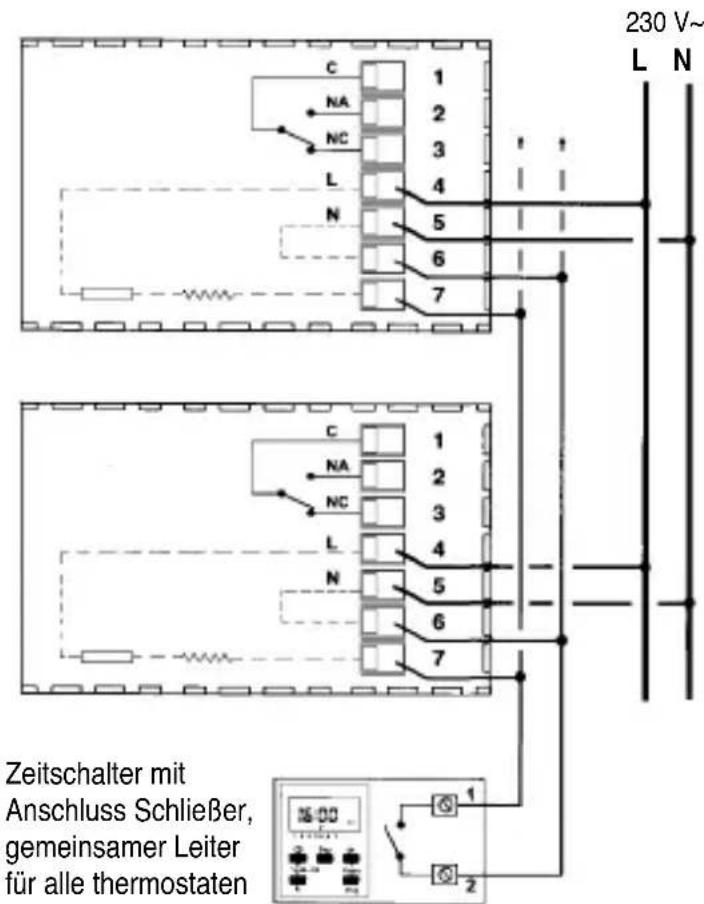 Gewiss GW21852 - 2) Anschlüsse für die Steuerung der Nachtabsenkung - 1