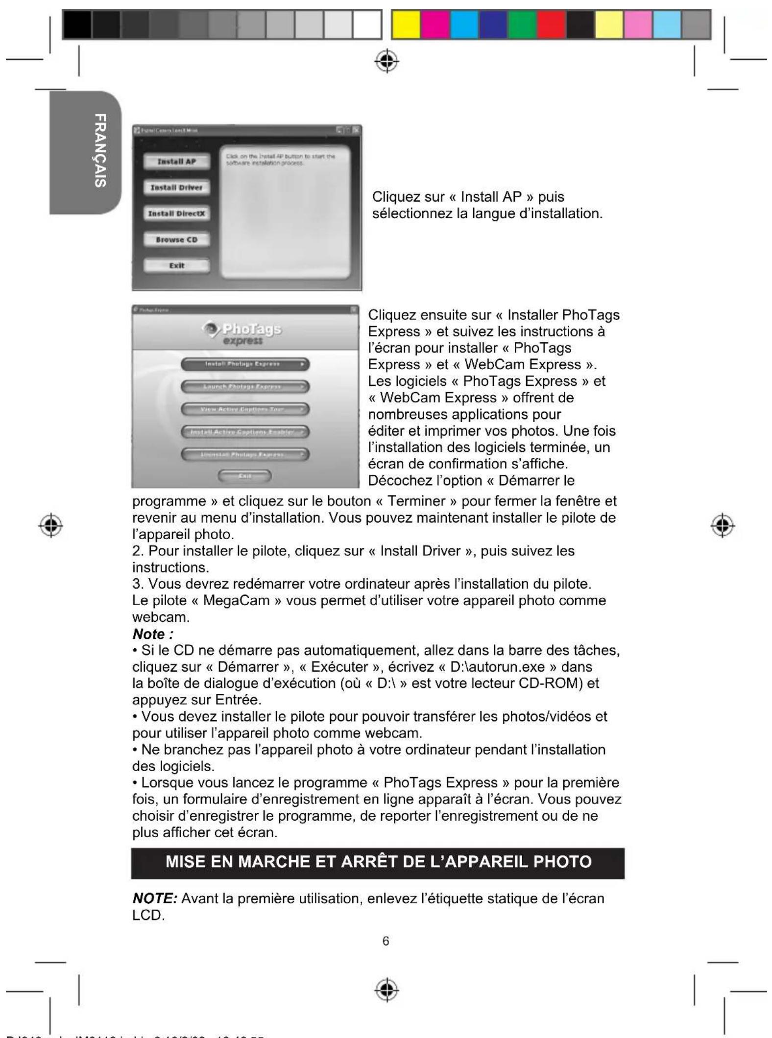 LEXIBOOK DJ040SP - INSTALLER LES LOGICIELS ET LE PILOTE DE L'APPAREIL PHOTO - 1
