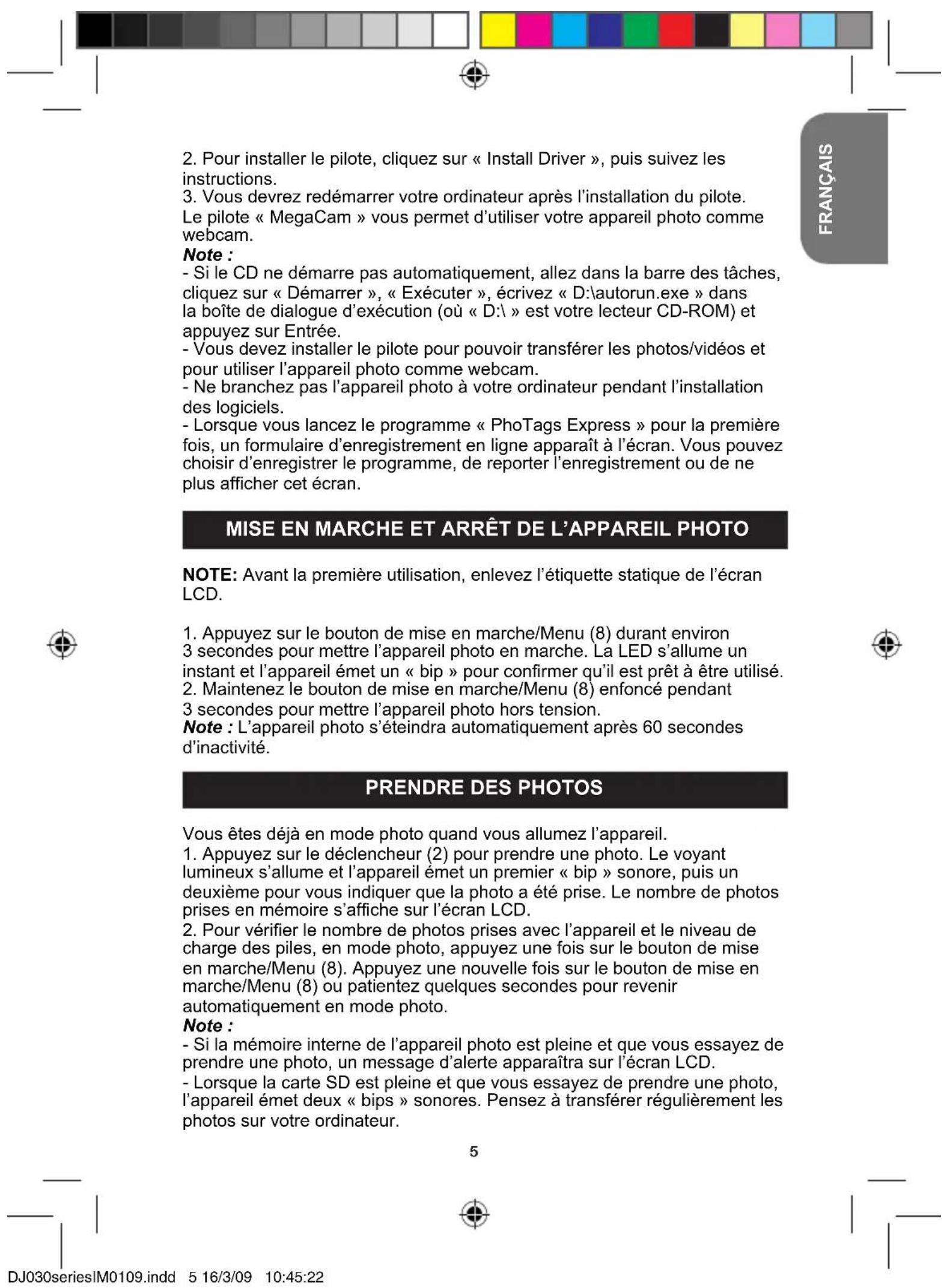 LEXIBOOK DJ030TF - INSTALLER LES LOGICIELS ET LE PILOT DE L'APPAREIL PHOTO - 3