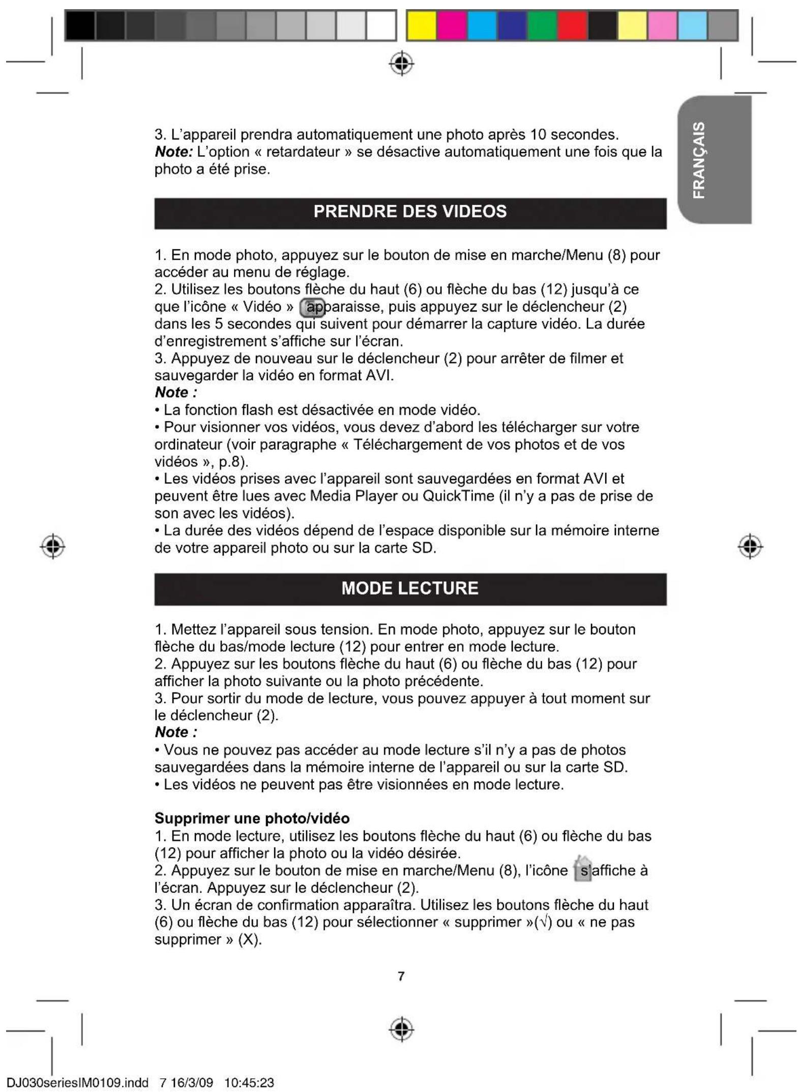 LEXIBOOK DJ030TF - UTILISER LE RETARDATEUR (MODE PHOTO UNIQUEMENT) - 1