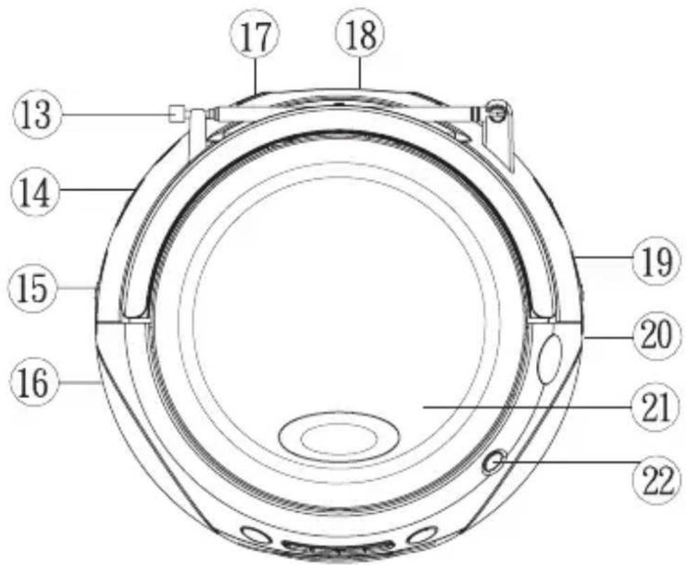 Technical diagram of a mechanical component with numbered parts for identification