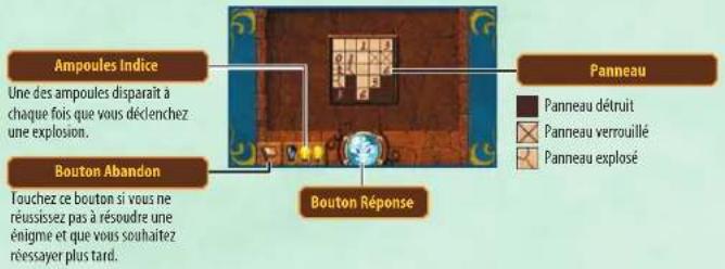 Konami Doctor Lautrec and the Forgotten Knights (Nintendo 3DS) - Puzzles enigmes de la touche l ou la touche r pendant que vous touchez panneau afin de le détruire. détruisez les bons panneaux du ci-dessus l'image. le numéro sur un panneau indique le nombre d'autres panneaux présent autour (ce panneau inclus) pouvant être détruit. - 1