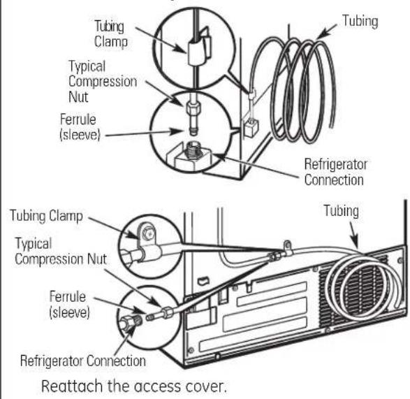 GE RCE24VGBFSS - CONNECT THE TUBING TO THE REFRIGERATOR(CONT.) - 3