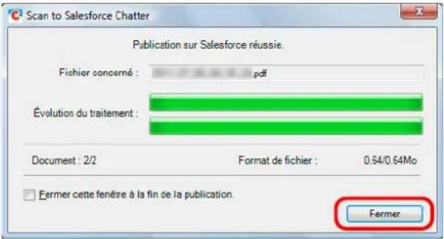 Scan to Salesforce Chatter Publication sur Salesforce réussie. Fichier concerné : .pdf Évolution du traitement : Document : 2/2 Format de fichier : 0.64/0.64Mo □ Fermer cette fenêtre à la fin de la publication. Fermer