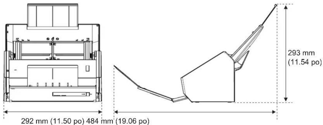 292 mm (11.50 po) 484 mm' (19.06 po) 293 mm (11.54 po)