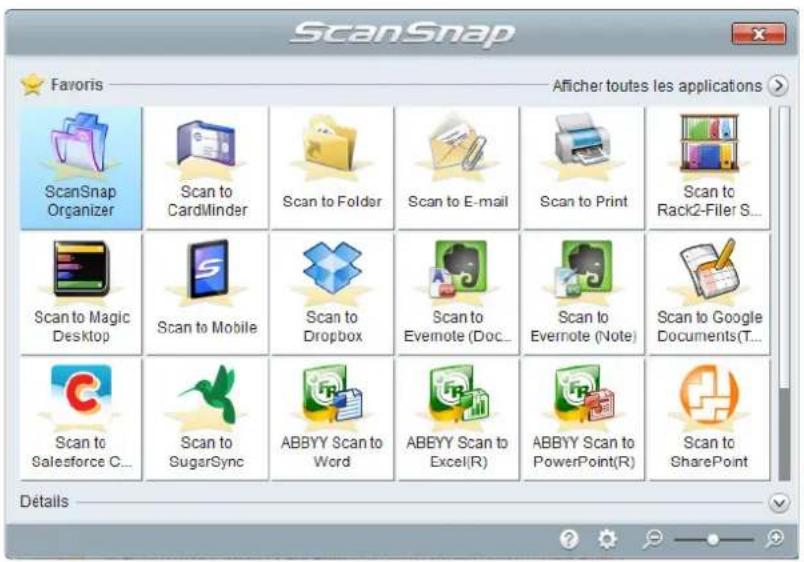FUJITSU ScanSnap iX500 Deluxe - Utilisation du ScanSnap avec le Quick Menu - 1