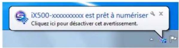 iX500-xxxxxxxxx est prêt à numériser Cliquez ici pour désactiver cet avertissement.