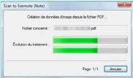 Scan to Evernote (Note) Création de données d'image depuis le fichier PDF... Fichier concerné : pdf Évolution du traitement : Page: 1/1 Annuler