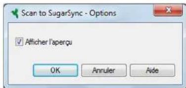 Scan to SugarSync - Options ✓ Afficher l'aperçu OK Anruler Aide