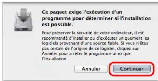 Ce paquet exige l'exécution d'un programme pour déterminer si l'installation est possible. Pour préserver la sécurité de votre ordinateur, il est recommandé d'installer ou d'exécuter uniquement les logiciels provenant d'une source fable. Si vous n'êtes pas certain de l'origine de ce logiciel, cliquez sur Annuler pour arrêter le programme ainsi que l'installation. Annuler Continuer