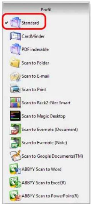 FUJITSU ScanSnap iX500 Deluxe - Sélectionnez Standard depuis le menu clic droit. - 1