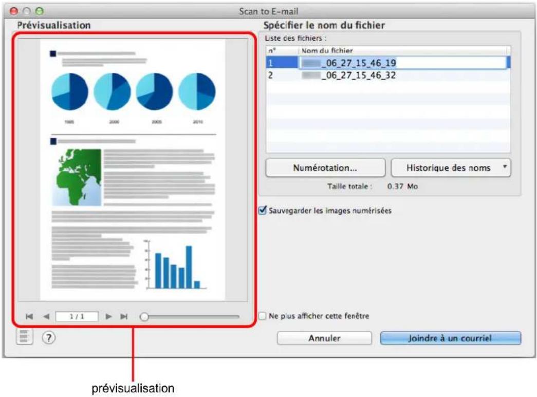 Scan to E-mail Prévisualisation Spécifier le nom du fichier Liste des fichiers : n° Nom du fichier 1 _06_27_15_46_19 2 _06_27_15_46_32 Numérotation... Historique des noms Taille totale : 0.37 Mo Sauvegarder les images numérisées Ne plus afficher cette fenêtre Annuler Joindre à un courriel prévisualisation