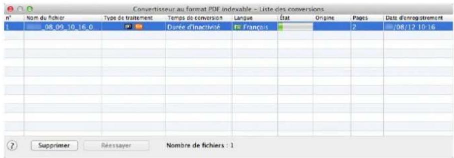 Convertisseur au format PDF indexable - Liste des conversions n° Nom du fichier Type de traitement Temps de conversion Langue État Ongine Pages Date d'enregistrement 1 08-09-10-16-0 Durée d'Inactivité Fri François 2 /08/12-10-16 ? Supprimer Réesayer Nombre de fichiers : 1