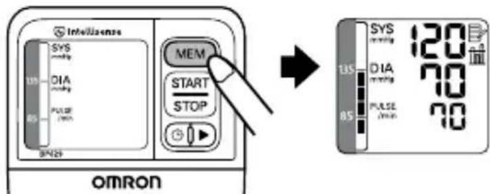 OMRON BP629 - TO DISPLAY THE MEASUREMENT VALUES - 1