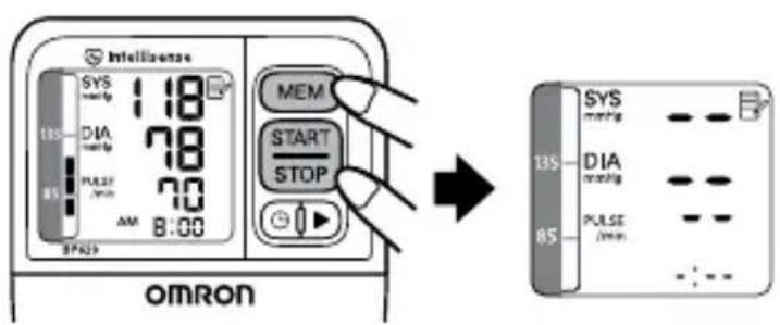 OMRON BP629 - TO DELETE ALL VALUES STORED IN THE MEMORY - 1