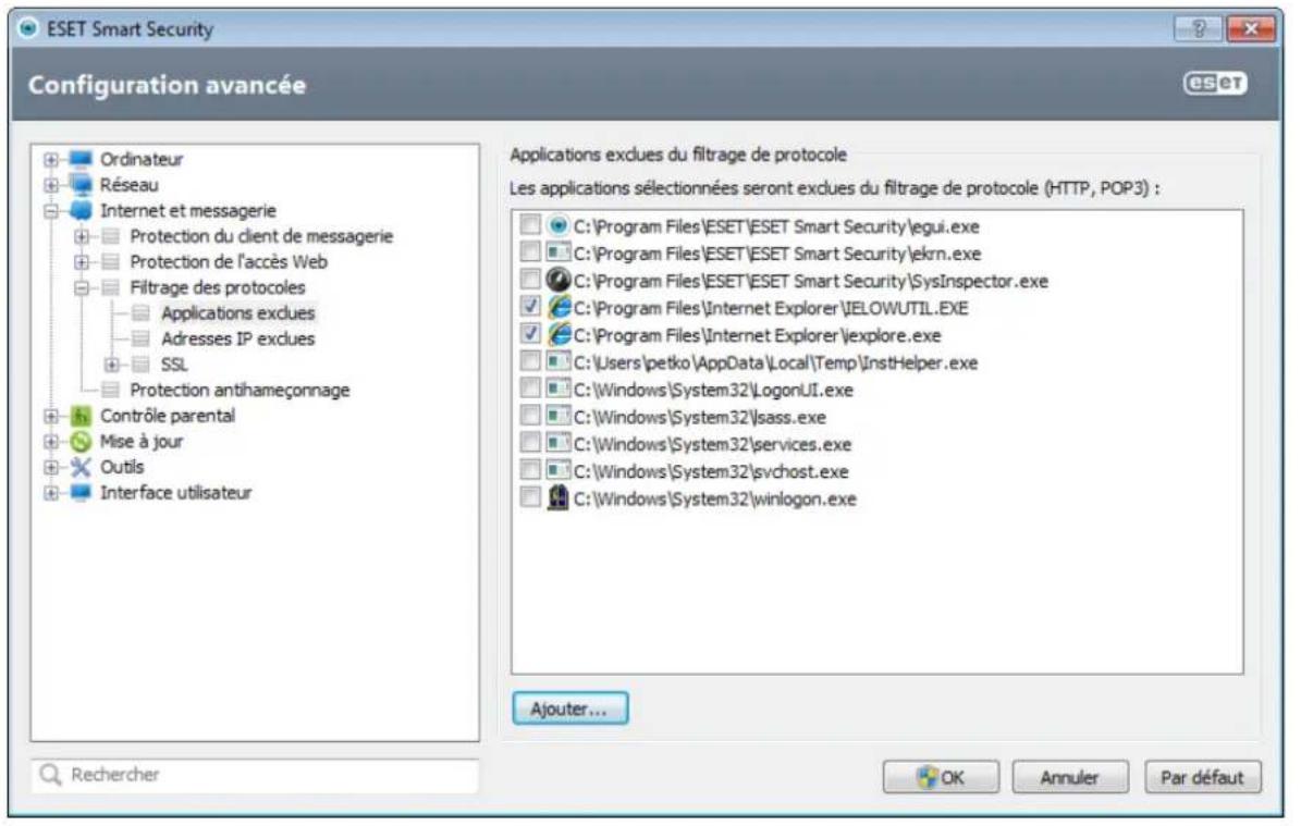 ESET Smart Security 6 - Applications exclues - 1