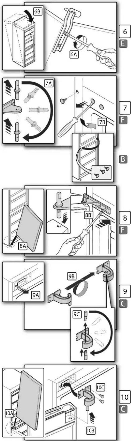 FRANKE FCB 3401 NS XS - Reversibilidad puerta: desmontaje puertas del lado derecho - 3