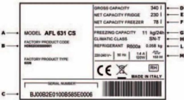 FRANKE FCB 3401 NS 2D XS - Placa de identificacao - 3