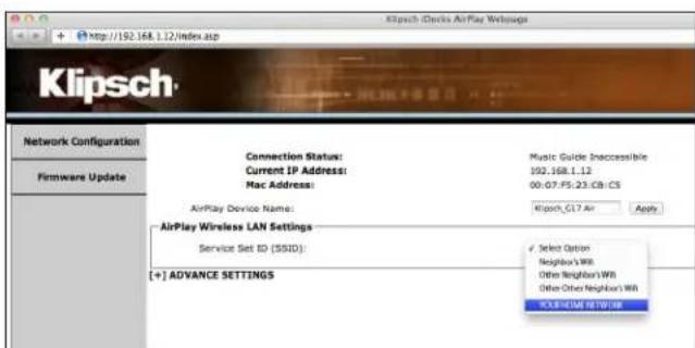 KLIPSCH Gallery G17 AirPlay - AIRPLAY NETWORK SETUP STEPS - 5