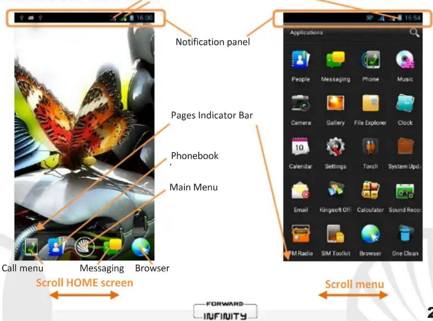 NGM-Mobile Infinity - Home Screen Main Menu signal intensity and battery level - 1