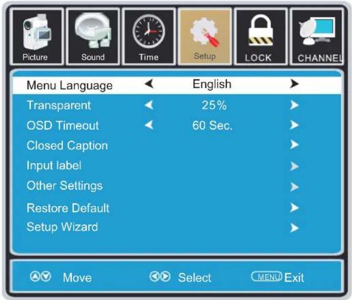 CURTIS Proscan PLDED3273A - SETUP MENU - 1