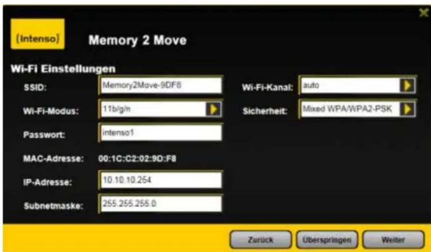 INTENSO Memory 2 Move - Denições Wi-Fi & LAN - 1