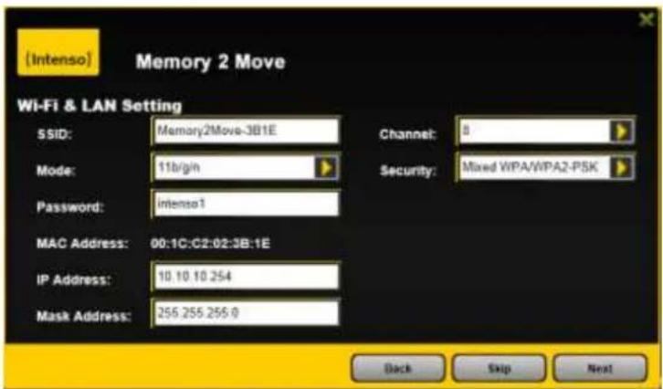 INTENSO Memory 2 Move - Réglages WiFi & LAN - 1