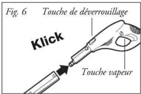 Fig. 6 Touche de déverrouillage Klick Touche vapeur