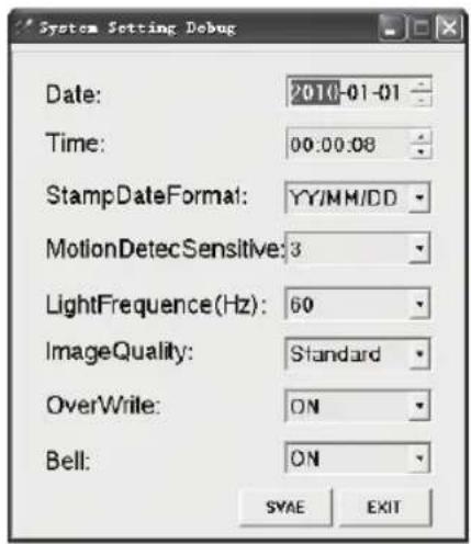 KONIG SECDVRWCA10 - Nastaveni: - 2