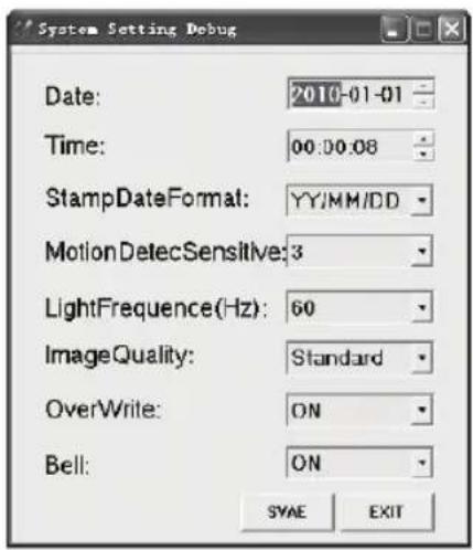 KONIG SECDVRWCA10 - Réglages : - 2
